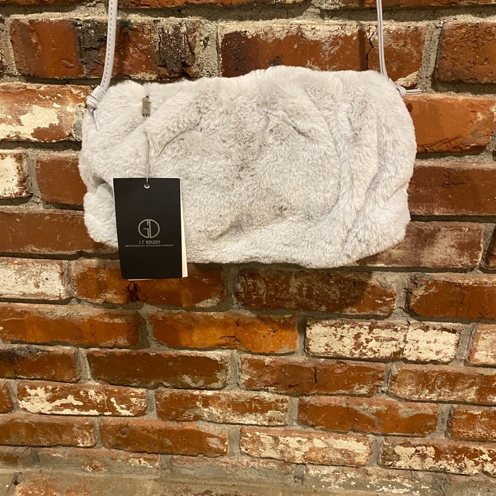 I. T. Goledy grey Faux‎ Fur Crossbody Bag